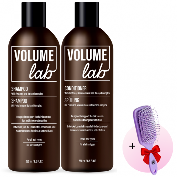 MINI ŚWIĄTECZNY ZESTAW! Podstawowy zestaw VOLUME LAB: szampon i odżywka + PREZENT (szczotka do włosów)