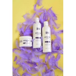 Intensywna kuracja naprawcza uszkodzonych włosów KERATIN SILK: Szampon, Odżywka, Maska + maska i szczotka W PREZENCIE!
