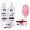 Intensywna kuracja naprawcza uszkodzonych włosów KERATIN SILK: Szampon, Odżywka, Maska + maska i szczotka W PREZENCIE!