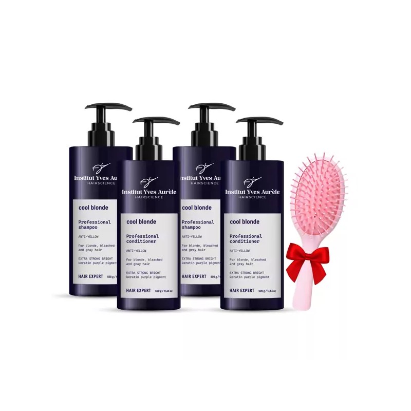 Zestaw produktów neutralizujących żółte tony (szampon 500 ml i odżywka 500ml) + PREZENT (zestaw dodatkowy)