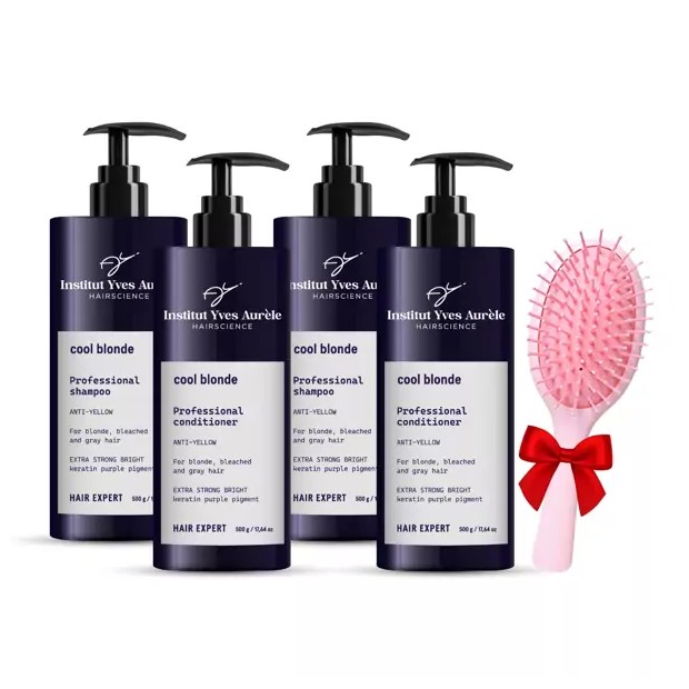 Zestaw produktów neutralizujących żółte tony (szampon 500 ml i odżywka 500ml) + PREZENT (zestaw dodatkowy)